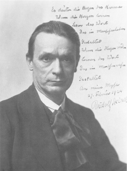 Rudolf Steiner, photograph inscribed with the karma verse, 1924